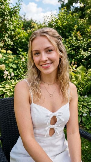 Garden Portrait With White Summer Dress