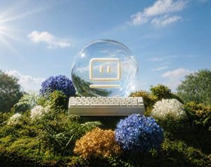 Glass AI Orb in a Garden