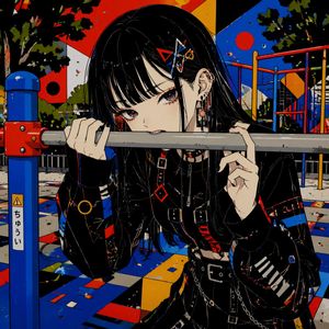 Goth Anime Girl at Playground Bar
