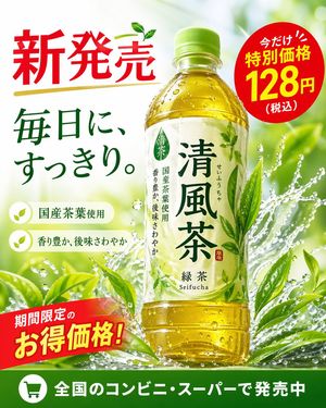 Green Tea Bottle Advertisement Poster