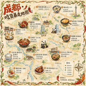 Hand-drawn Chengdu Food Map
