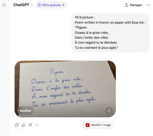 Handwritten French Poem on Paper