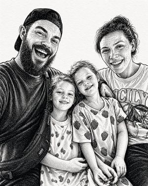 Ink-Etched Family Portrait