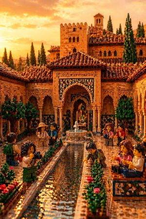 LEGO Alhambra Courtyard at Sunset