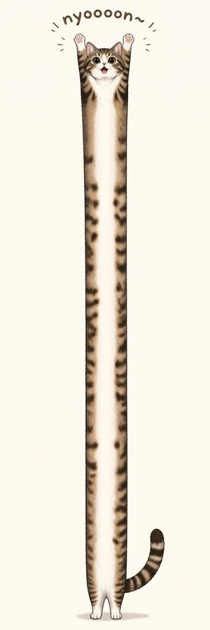 Long Stretching Tabby Cat