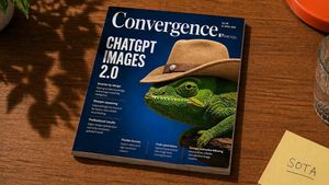 Magazine Cover on Desk with Cowboy Chameleon