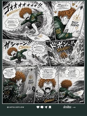 Manga Surf Wipeout Comic Poster