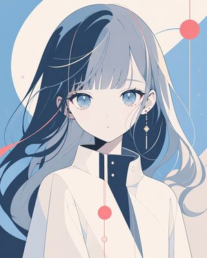 Minimalist Anime Portrait with Censored Face