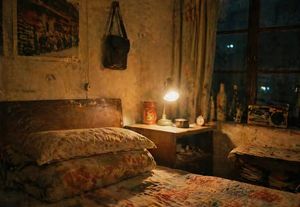 Moody Vintage Bedroom at Night