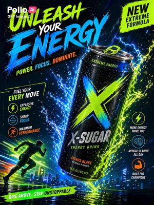 Neon Energy Drink Sports Poster