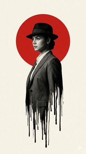 Noir Man With Red Sun Poster