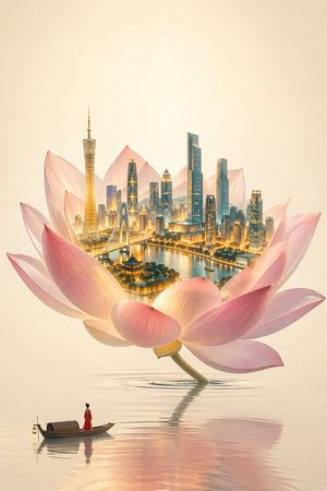 One Flower, One World City Illustration