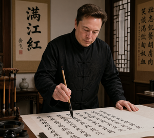 Photorealistic Calligraphy Scholar Scene