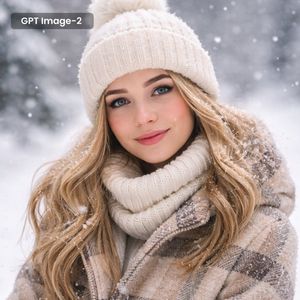 Photorealistic Winter Portrait with Snowflakes