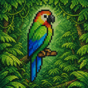 Pixel Mosaic Jungle Parrot