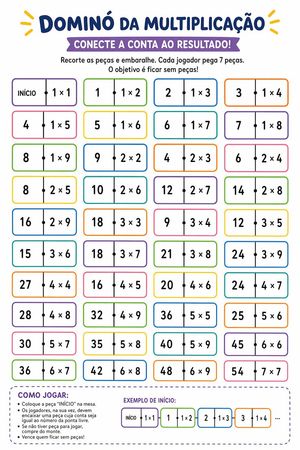 Printable Multiplication Domino Worksheet