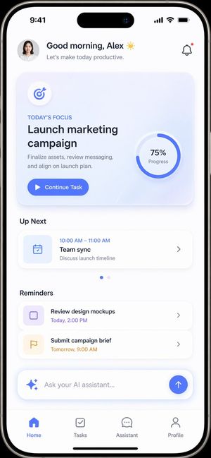 Productivity App UI Mockup