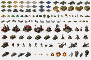 Red Alert Style Pixel Sprite Sheet