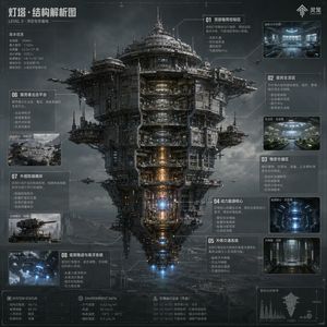 Sci-Fi Lighthouse Structure Diagram