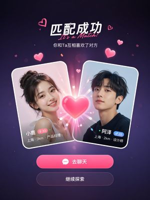 Social App Match Success UI