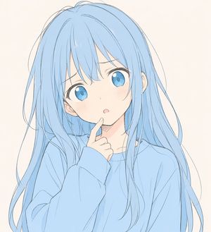 Soft Blue Anime Girl Portrait