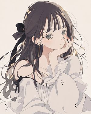 Soft Monochrome Anime Girl Portrait