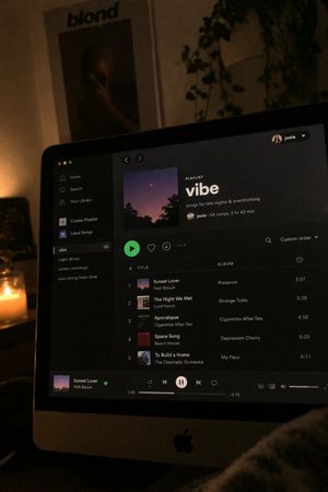 Spotify Playlist Screen at Night