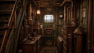 Steampunk Ship Cabin Interior