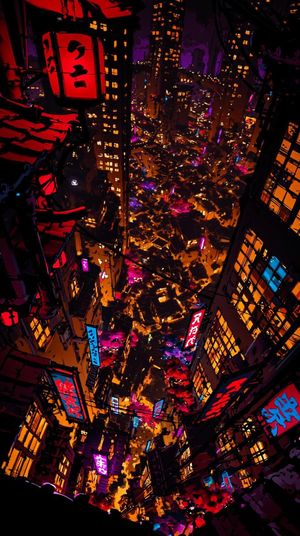 Surreal Neon Japanese Megacity Overlook