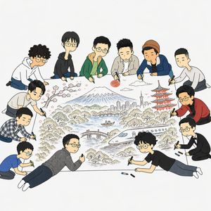 Team Drawing Japan Illustration