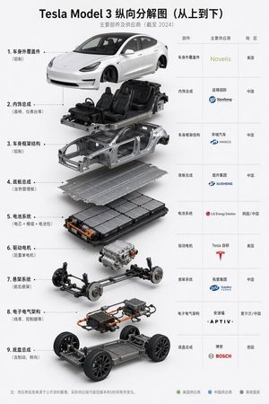 Tesla Model 3 Exploded Supplier Infographic