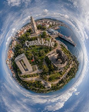 Tiny Planet Aerial of Canakkale