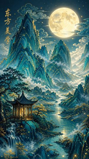 Traditional Chinese Blue-Green Landscape