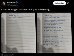 Tweet Screenshot With Handwriting Match