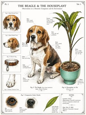 Vintage Beagle Botanical Plate