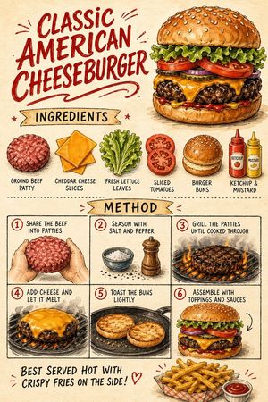 Vintage Cheeseburger Recipe Poster