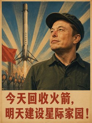 Vintage Chinese SpaceX Propaganda Poster