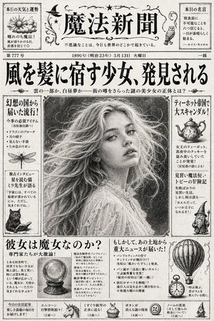 Vintage Japanese Fantasy Magic Newspaper