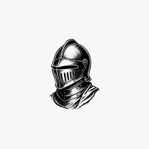 Vintage Knight Helmet Etching