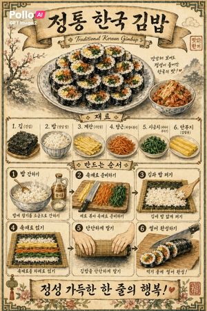 Vintage Korean Gimbap Recipe Poster