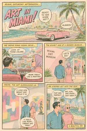 Vintage Miami Art Date Comic Page