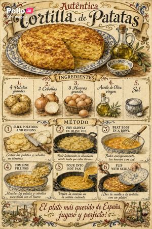 Vintage Spanish Tortilla Recipe Poster
